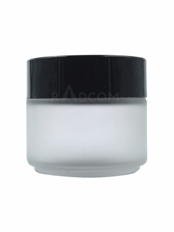 100GM Glass Jar - Frosted-With Plastic Black Cap With Inner Lid